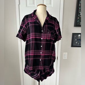 Victoria’s Secret Flannel PJ set with short sleeve top and matching shorts